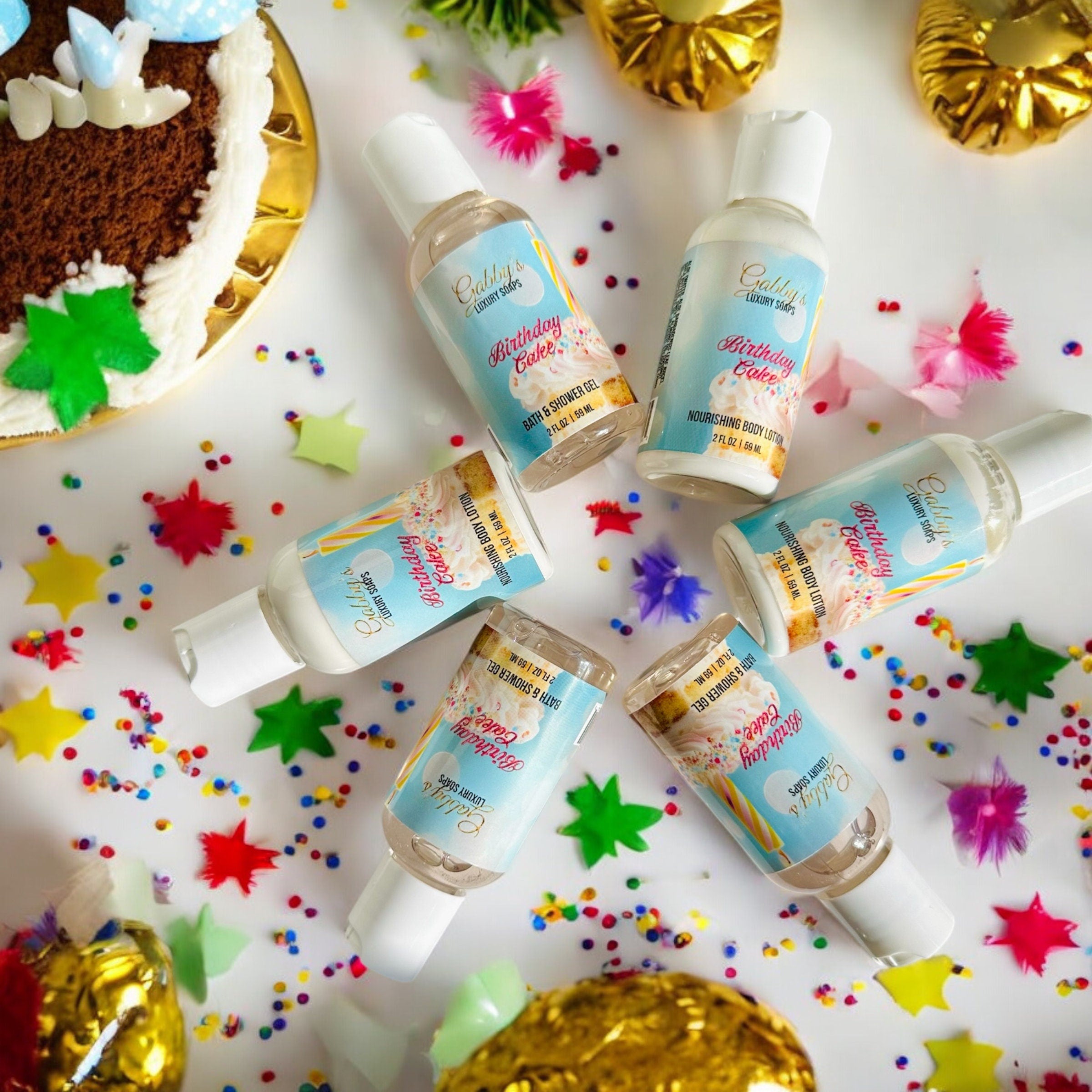 Birthday Cake Aloe & Shea Nourishing Body Lotion with Vitamin E - Body Lotion & Shower Gel - Travel Size 2oz